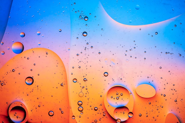 Abstract colourful creative macro oil and water background with bubbles