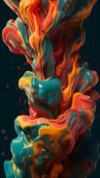 Abstract colourful liquid paint marble background generative ai