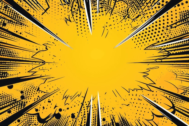 Abstract comic illustration on yellow background