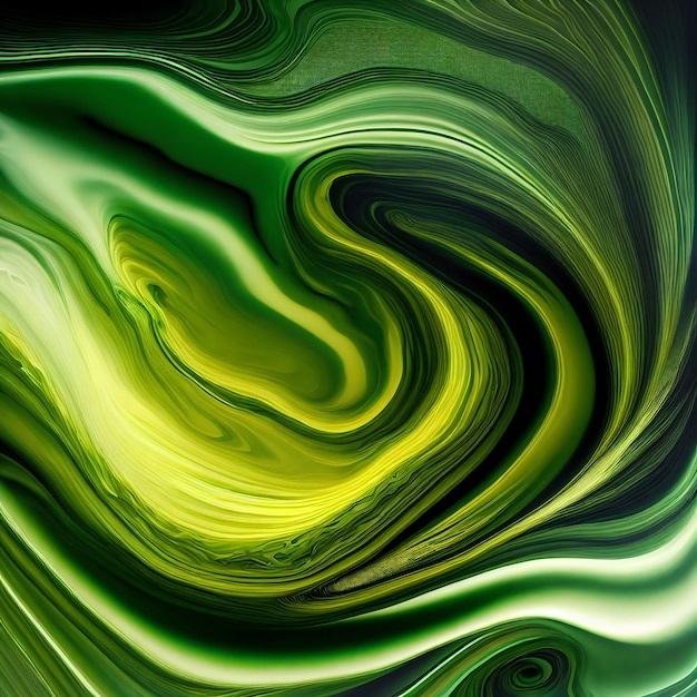 Abstract complex swirl gradient green wave generative art by AI