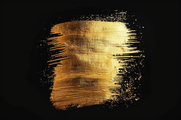 Photo abstract composition featuring golden brushstrokes against a stark black background