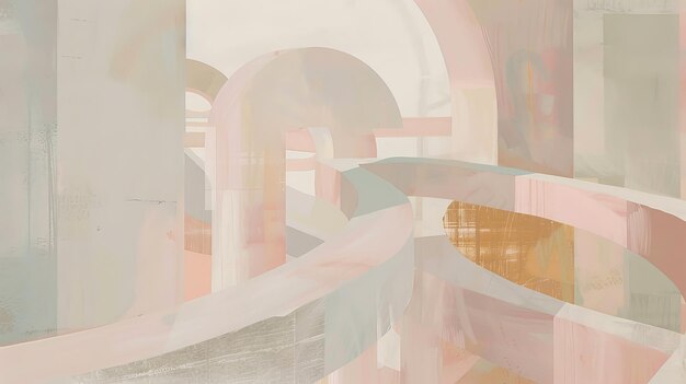 abstract composition featuring soft curves and muted colors creating a serene and modern atmosphere for various uses