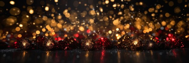 An abstract composition of gold and red glitter resembling dazzling fireworks artfully blurred