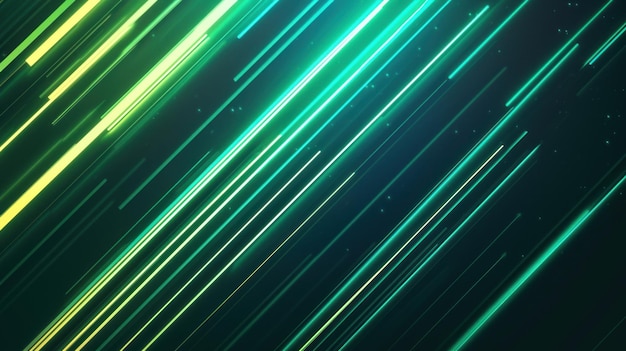 Abstract composition of green gradient neon lights creating a vibrant and visually background