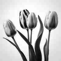 Photo an abstract composition of tulips using only black and white colors 2