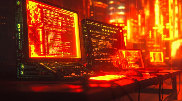 Premium Photo | Abstract computer coding with glow light