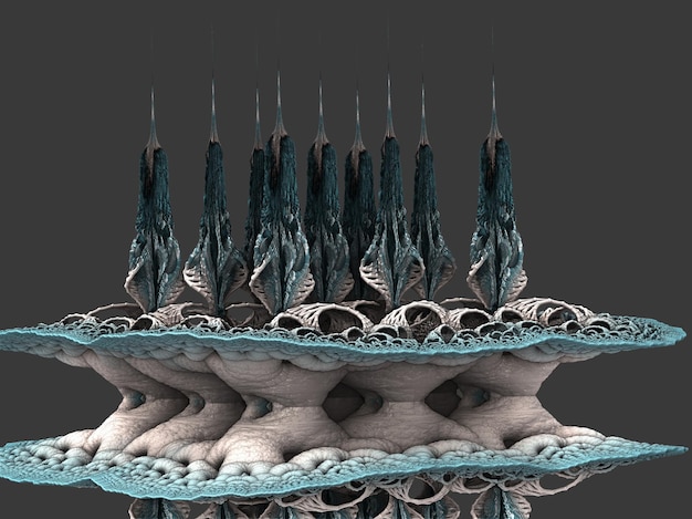 abstract computer generated fractal design 3d illustration of infinite mathematical set fractal