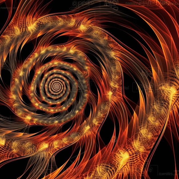 An abstract computer generated image of a spiral with the words fire on it.