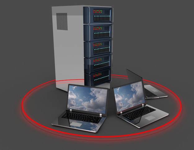 Abstract computer network database. 3d illustration