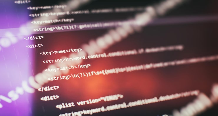 Photo abstract computer script code programming code screen of software developer software programming work time