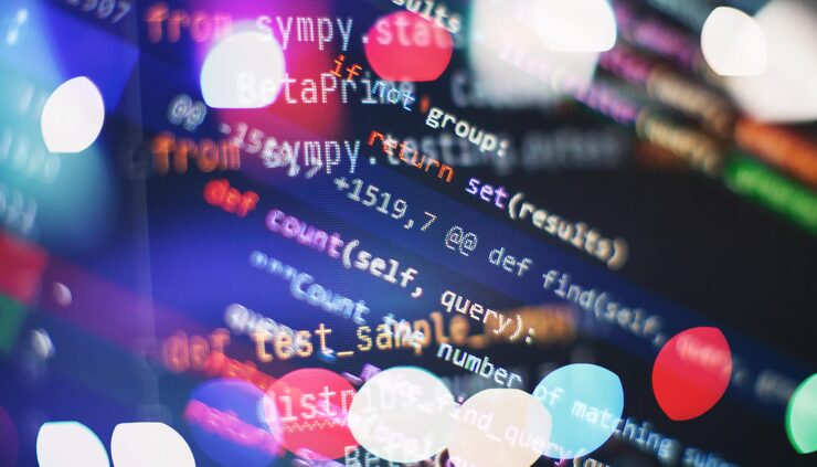 Photo 추상 컴퓨터 스크립트 코드 소프트웨어 개발자의 프로그래밍 코드 화면 소프트웨어 프로그래밍 작업 시간