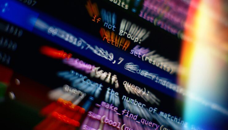 Photo abstract computer script code programming code screen of software developer software programming work time
