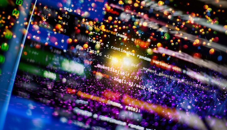 Photo abstract computer script code programming code screen of software developer software programming work time