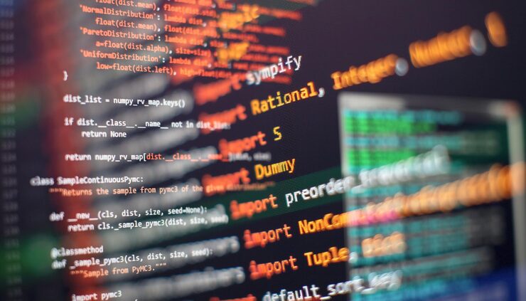 Photo abstract computer script code programming code screen of software developer software programming work time