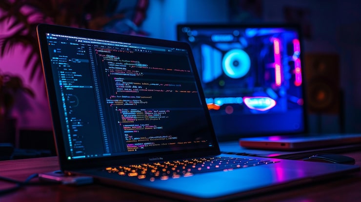 Photo abstract computer script code programming code screen of software developer software programming