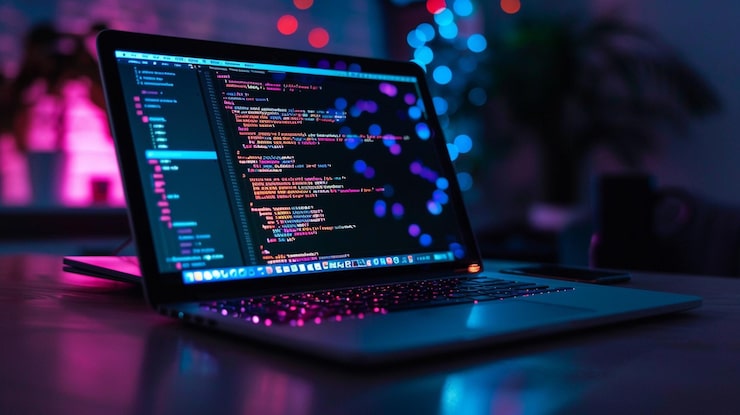 Photo abstract computer script code programming code screen of software developer software programming