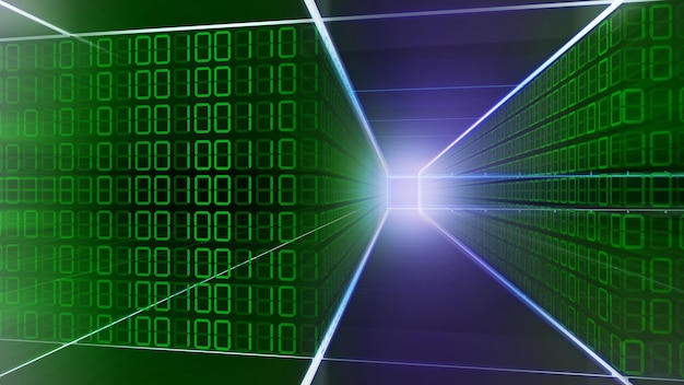 abstract concept digital data cyberspace processing of binary code numbersbinary number digital data transmissionbig data3d rendering
