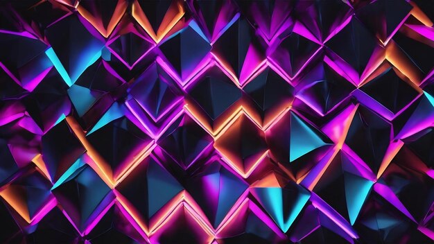 Abstract concept neon rhombus on a black background blue purple neon color advertising 3d illustrati