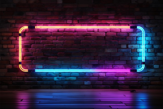 Foto abstract concept neon teken banner met kopie ruimte op bakstenen muur