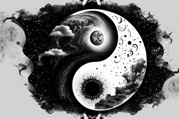 Abstract concept van Yin yang symbool illustratie