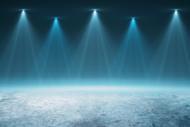 Abstract concrete background with spotlight and mockup place on dark background 3D Rendering