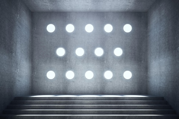 Abstract concrete interior with stairs