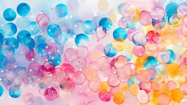 Photo an abstract confetti pattern on a watercolor textured background with pastel polka dots comes together in one piece