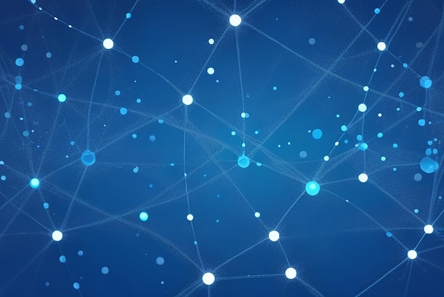 Abstract connected dots on bright blue background technology concept