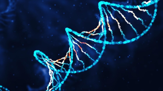 Foto costruzione astratta di una molecola di dna da particelle