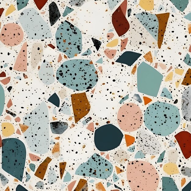 Photo abstract contemporary retro color trendy colorful terrazzo texture shape and pattern artistic digital art element fabric design