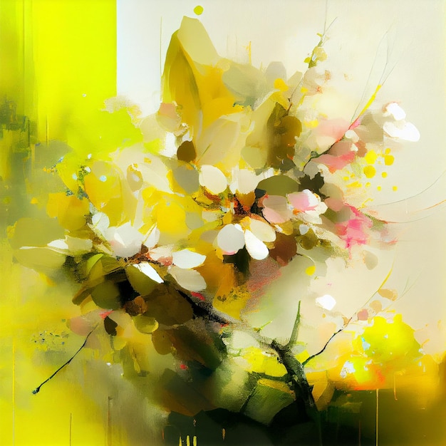 Abstract Contemporary Spring Sakura Painting