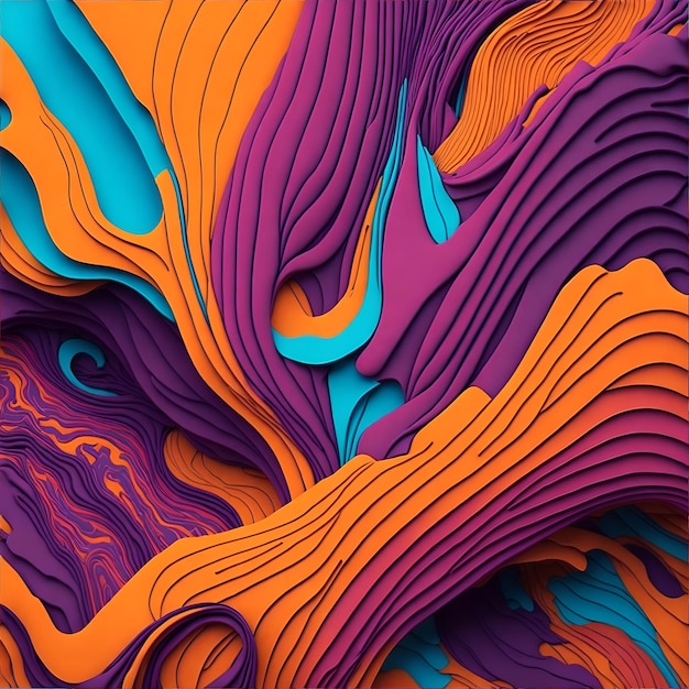 Abstract contour illustration with colorful color