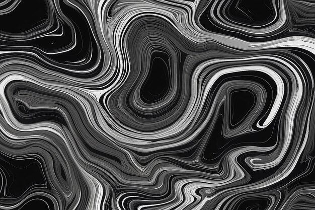 Abstract Contour Topographic Line Pattern in Black and White