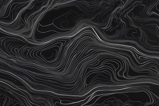 Photo abstract contour topographic line pattern in black and white