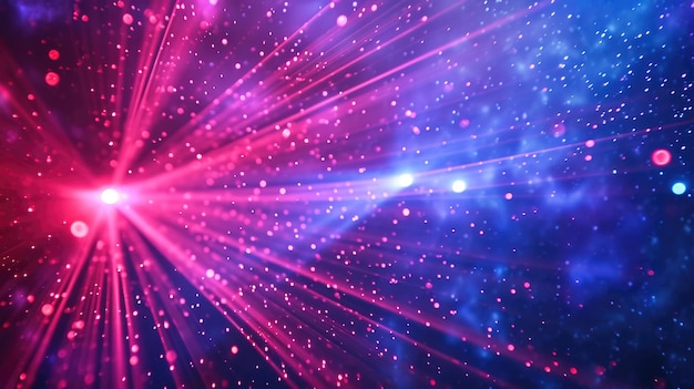 カラフルな赤と青のレーザー光を持つ抽象的な宇宙背景