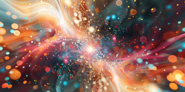 写真 abstract cosmic explosion with vibrant swirls and particle effects