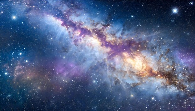 Abstract Cosmos Background with Nebula and Galaxy