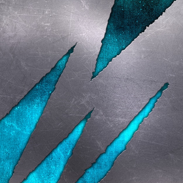 Photo abstract cracked metal texture on a blue grunge background