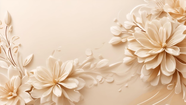 Abstract cream color background on simple floral design wallpaper generated by AI