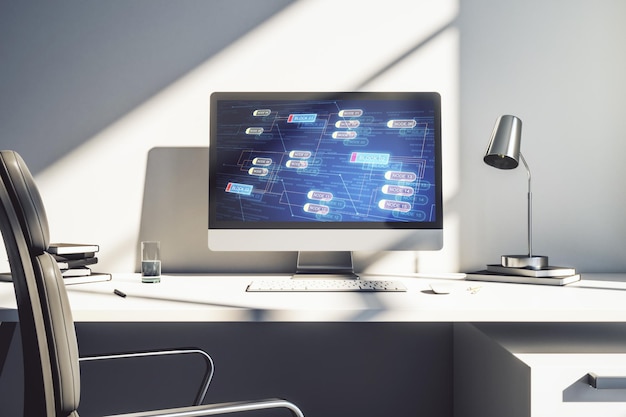 Abstract creatieve codering illustratie op moderne computer monitor software ontwikkeling concept 3D Rendering