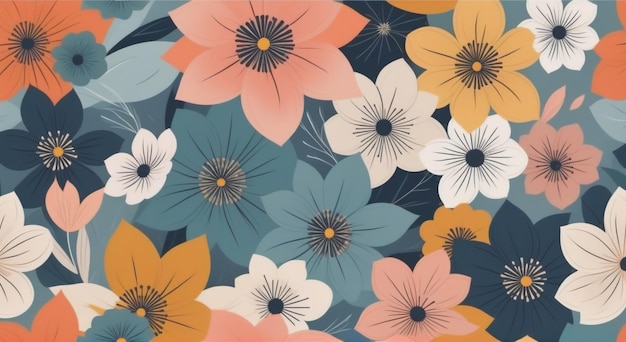 Abstract Creative Blooms Seamless Floral Pattern 천 및 섬유 터 일러스트레이션에 이상적입니다.