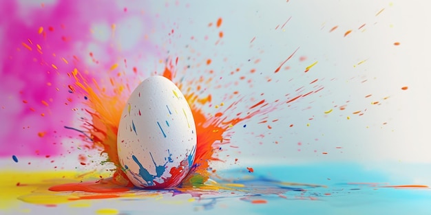 Abstract creative easter egg inside colourful explosion