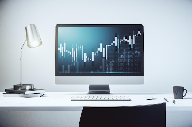 abstract creative financial graph on modern laptop monitor forex and investment concept 3d rendering