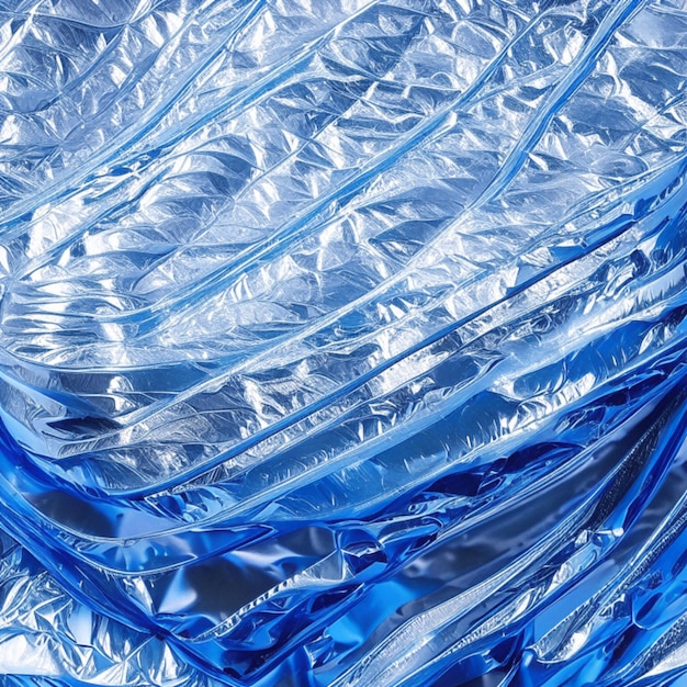 Photo abstract crumpled plastic film texture blue garbage bag background