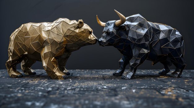 Abstract crypto bear and bull