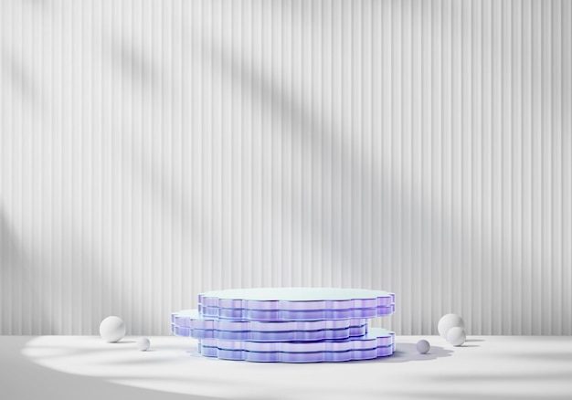 Abstract crystal cosmetic stage podium mock up and backdrop product display showcase advertising white background 3d rendering