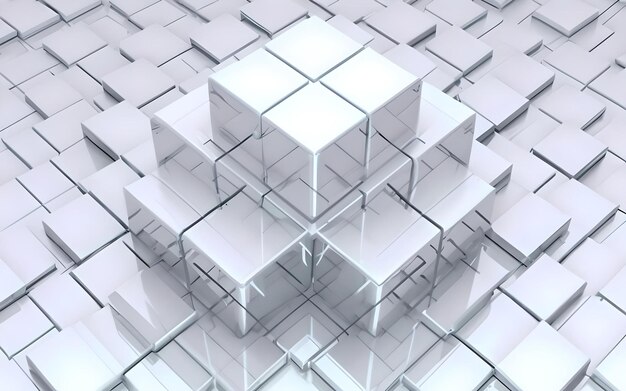写真 3dレンダリングの抽象立方体ブロック
