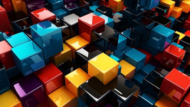 abstract cube in different colors Composition with glass cubes Visualization technology