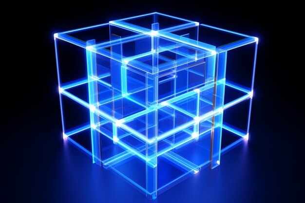 Foto rendering 3d della struttura del cubo astratto