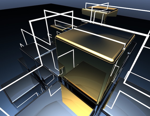 Abstract cubes background. 3d illustration